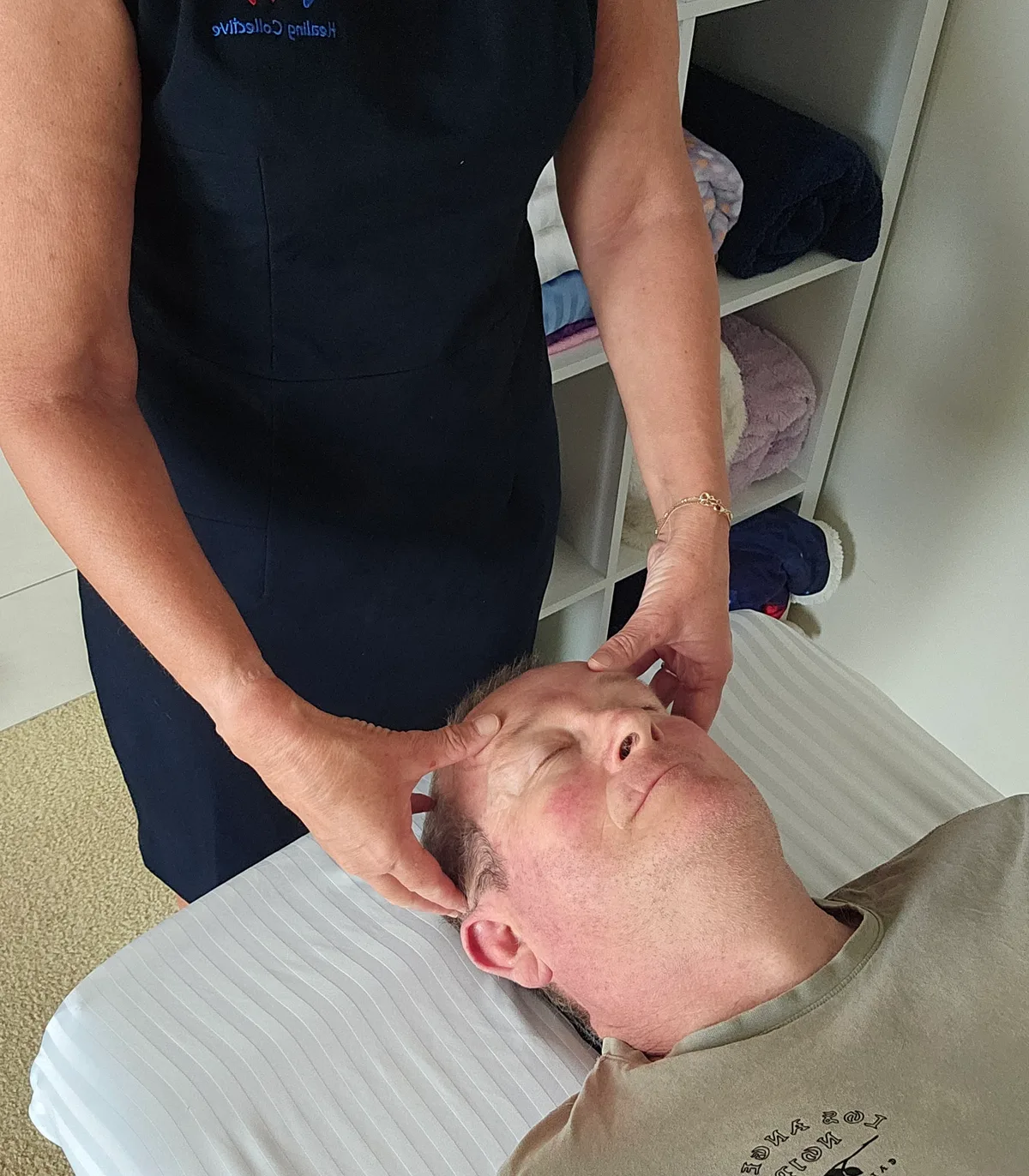 Michelle Thomas treating a client at Bowen Bliss Healing Collective in Wangaratta